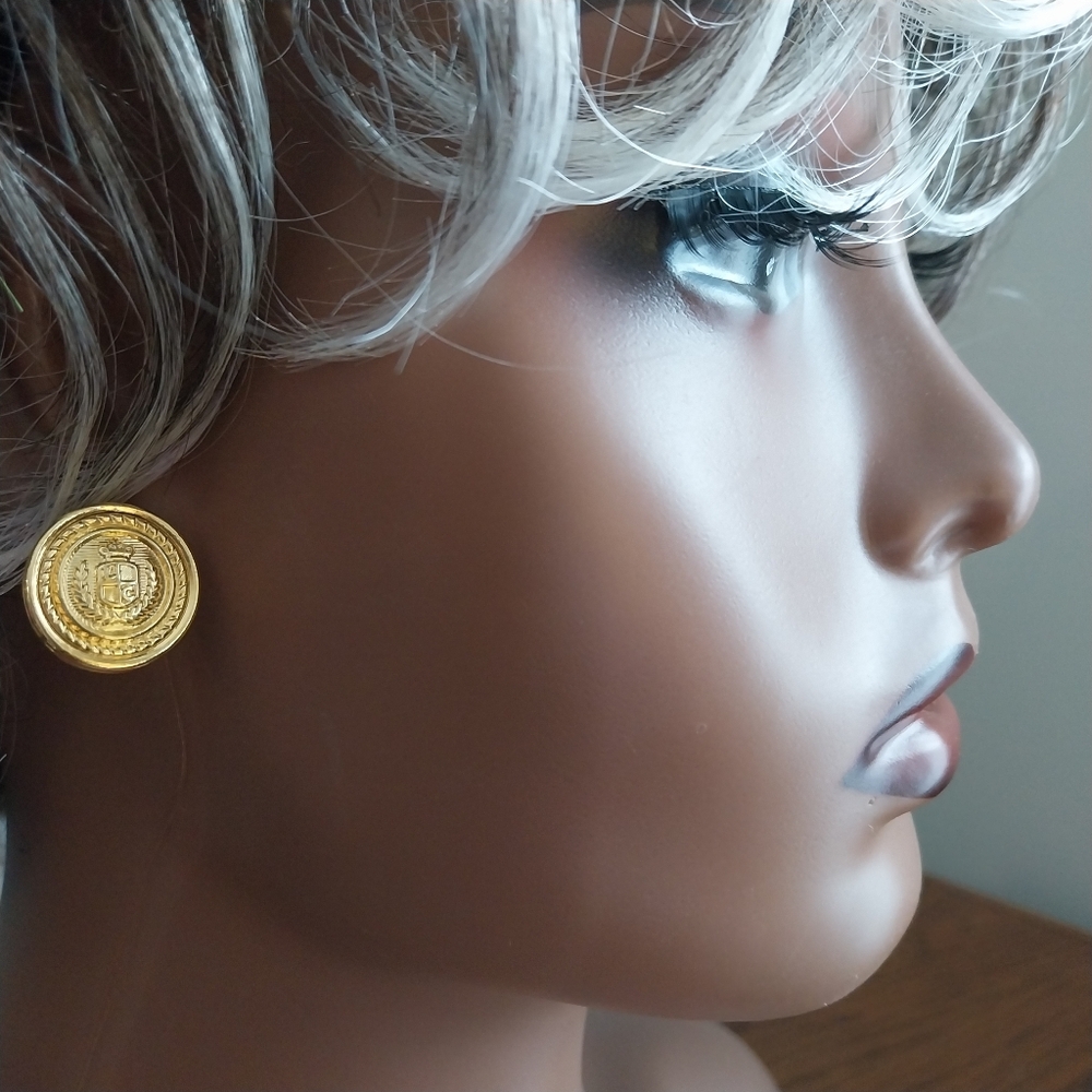 Liz Claiborne Gold Button Earrings - Picture 10 of 10